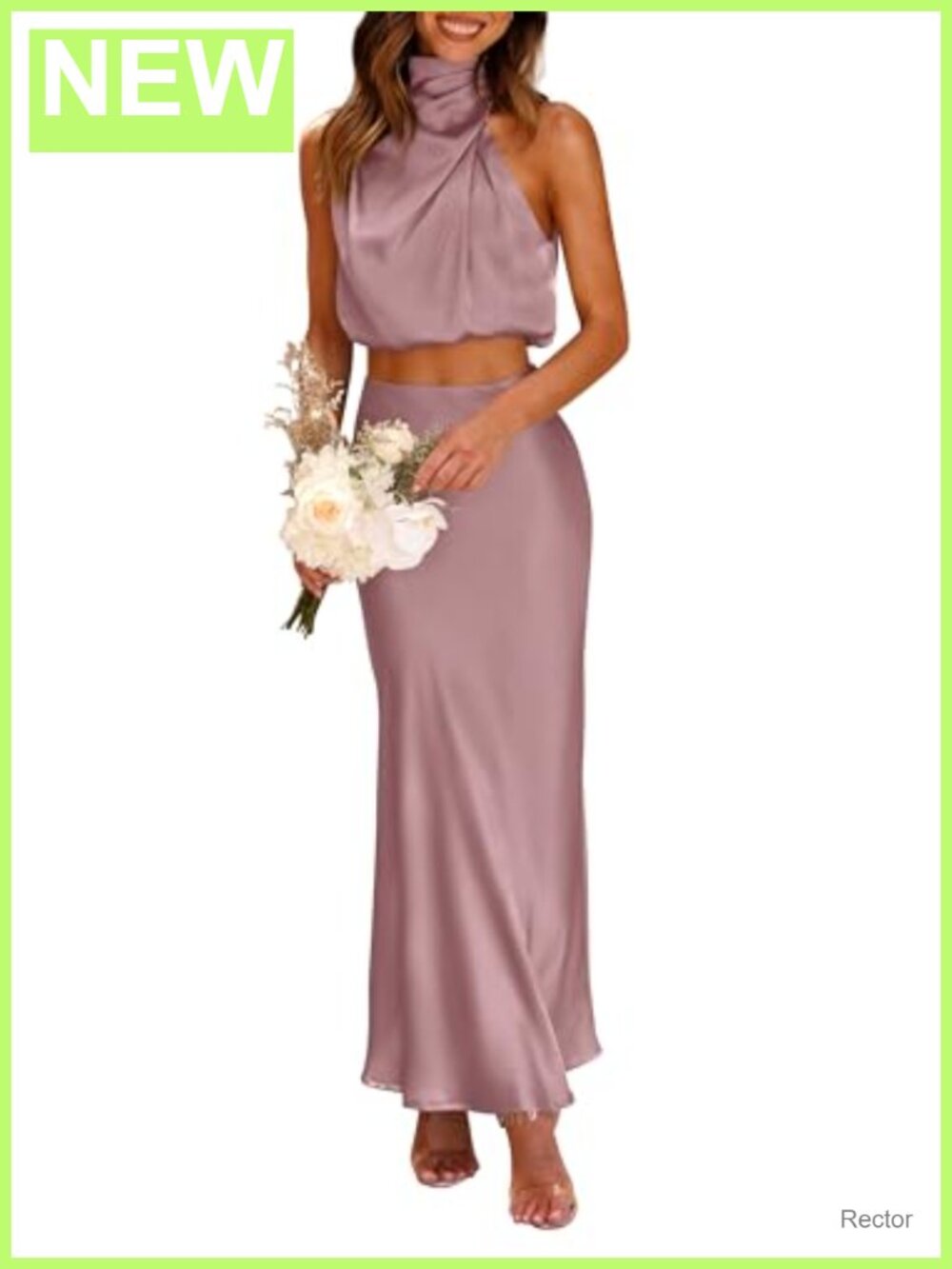 Women's 2 Piece Satin Skirt Set Mock Neck Crop Top High Waist Party Outfit